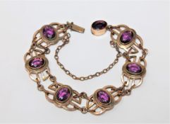 An Edwardian gilt-metal amethyst bracelet CONDITION REPORT: Approximately 18cm in