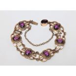 An Edwardian gilt-metal amethyst bracelet CONDITION REPORT: Approximately 18cm in