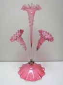 A Victorian three way ruby glass epergne CONDITION REPORT: Chip to rim of one