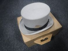 A Dunn & Company Ltd grey top hat in fitted box