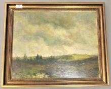 John Falconar Slater : Sheep grazing in an open landscape, oil on panel, signed,