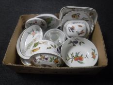 A box of Royal Worcester Evesham oven dishes, bowls,
