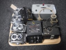 A tray of five twin-lens cameras - Ricohflex,