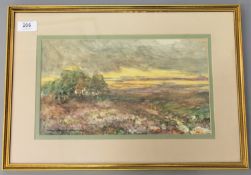 Victor Noble Rainbird : Moorland landscape with heather, watercolour, signed, 19 cm x 32 cm, framed.