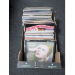 A box of collection of vinyl LP records mainly 70's and 80's including David Bowie, Rod Stewart,