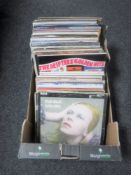 A box of collection of vinyl LP records mainly 70's and 80's including David Bowie, Rod Stewart,