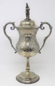 Durham Light Infantry Interest: A silver-plated twin-handled trophy, inscribed '4th V.B. D.L.I.