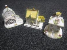 Three Coalport pastille burners in the form of houses - The Masters House,