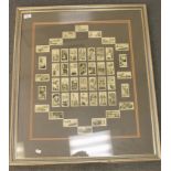 A montage of Mitchell's cigarette cards - Transport, Sport, etc, 75 cm x 63 cm, framed.