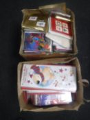 Two boxes of Christmas and birthday cards