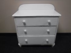 A Victorian painted pine three drawer chest