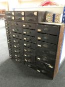 Two early 20th century multi drawer chests containing hardware, fittings,