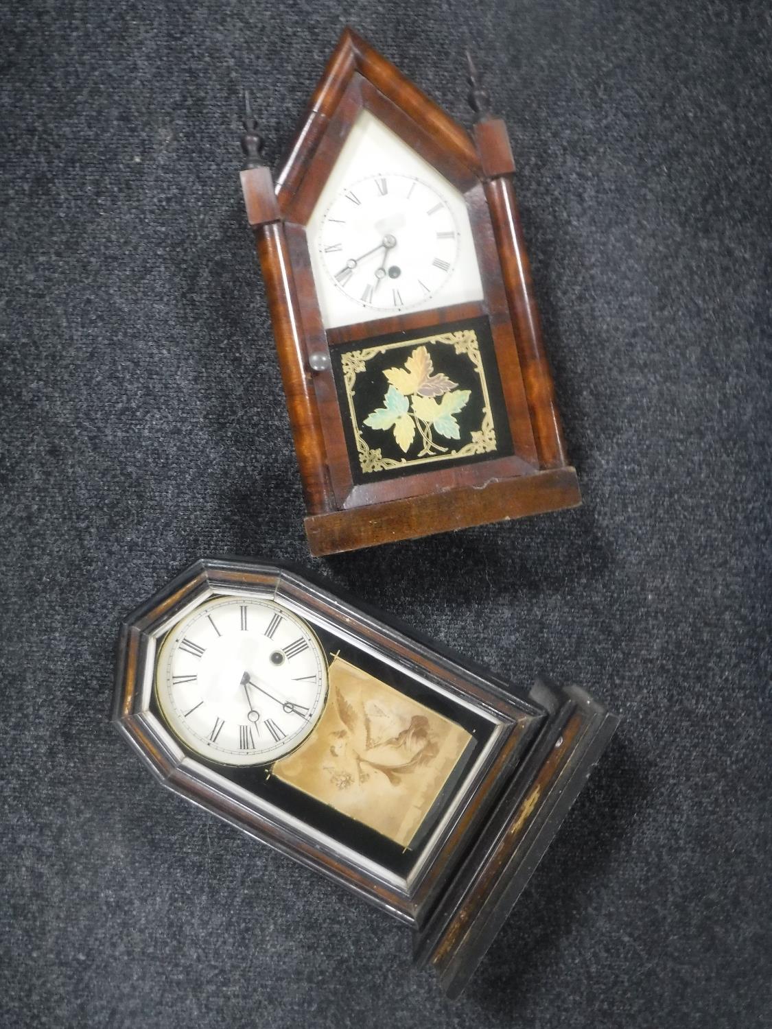 Two antique American cased mantel clocks