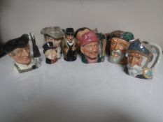 Nine small Royal Character jugs - Winston Churchill, Falstaff, The Poacher,