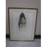 Donald James White : Ann, charcoal with colour chalks, 38 cm x 52 cm, framed.