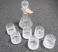 A Waterford Crystal decanter and six glasses