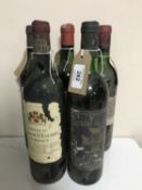 Five bottles of wine - Chateau Domaine De L'Eglise 1978, Chateau Belgrave 1970,