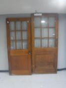 Two 20th century oak glazed interior doors