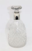 A cut glass decanter with silver collar, Birmingham 1926,