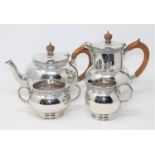 A Lindisfarne silver four-piece tea service, Reid & Sons, London 1962 and 1963,