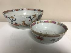 A 19th century Japanese Imari fruit bowl and a Chinese famille rose bowl (two a/f)