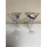 A set of six Manhattan cocktail glasses