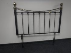 A Victorian style metal and brass 4'6 headboard