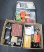 Four boxes of cine cameras - Bolex, Bell & Howell, etc,