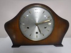 A Smiths mantel clock with silvered dial