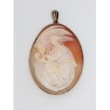 A gold mounted cameo brooch depicting Leda and the Swan