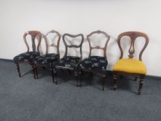 Five assorted Victorian mahogany dining chairs