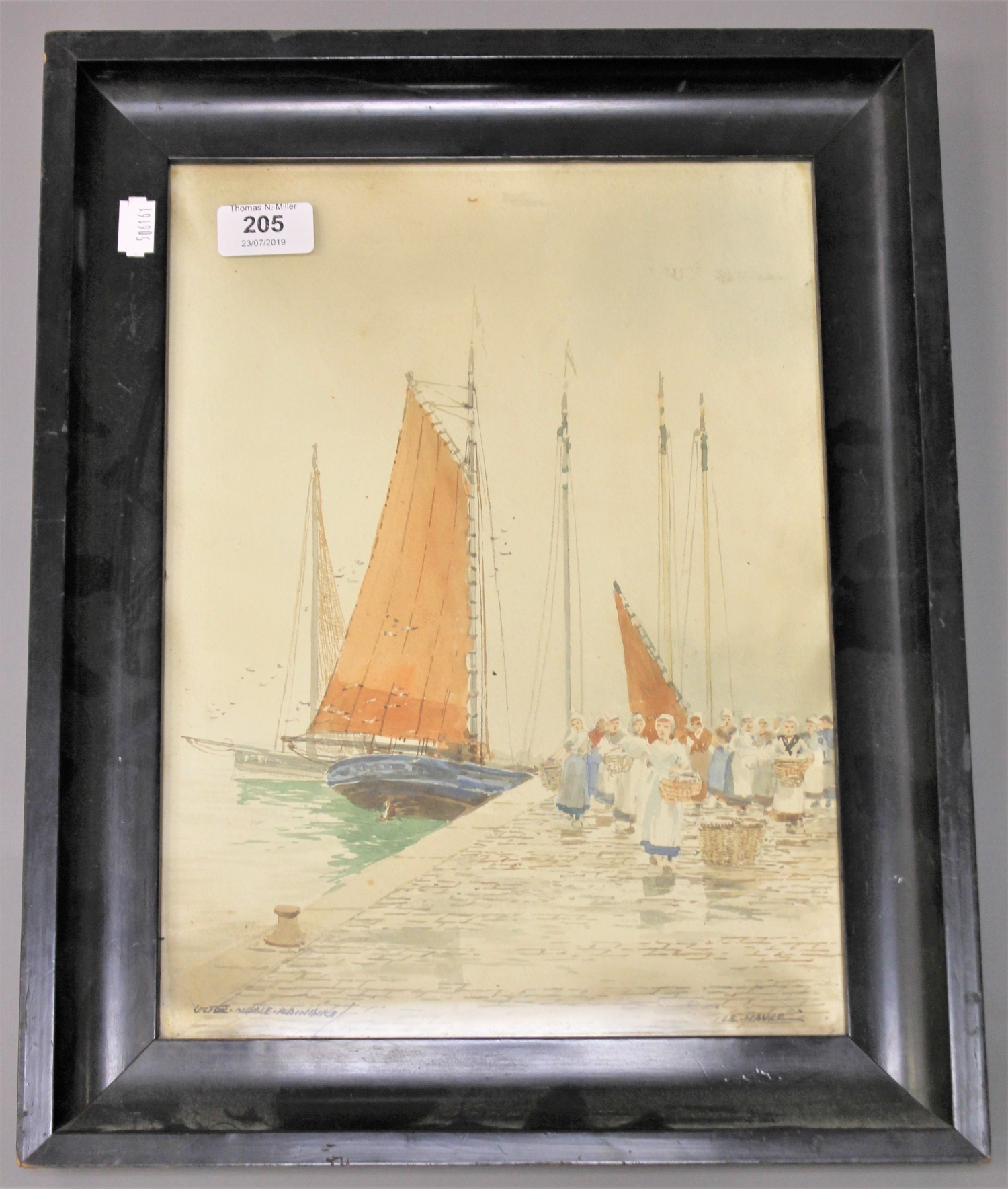 Victor Noble Rainbird : Le Havre, watercolour, signed, 34 cm x 25 cm, framed.