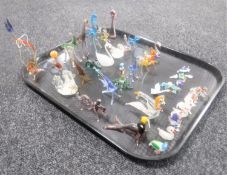 A tray of a collection of miniature Murano glass animals