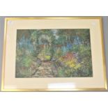 John Falconar Slater : A summer garden, colour chalks, signed, 34 cm x 52 cm, framed.