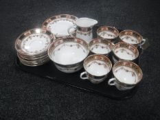 A tray of twenty-three pieces of antique Salisbury tea china