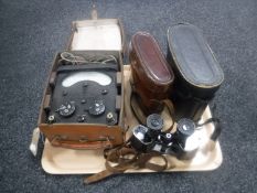 A tray of leather cased Bakelite Avo meter,