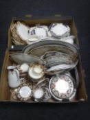 Two boxes of antique dinner ware and dessert sets