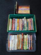 Three boxes of 1970's and later annuals - Pink Panther, football, Blue Peter,