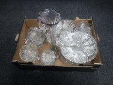 A box of antique and later pressed glass