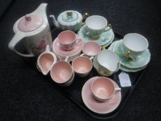 Nine piece Windsor bone china tea for two and fifteen piece Crown Devon coffee set