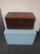 An antique mahogany storage box together with a painted box