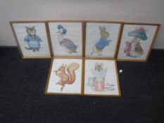 Six framed Beatrix Potter prints