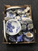 Two boxes of antique and later china - tea china, meat plates, dinner plates, slop pail,