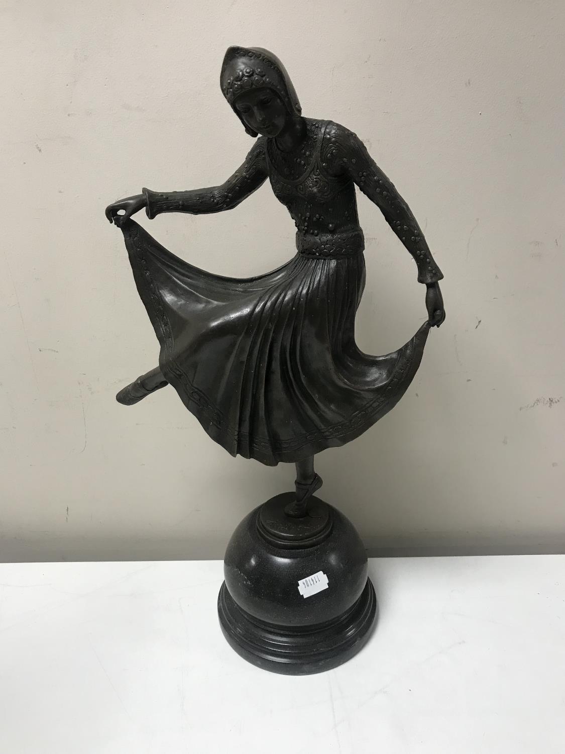 A bronze Art Deco style figure of a lady dancing,