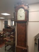 An early 19th century inlaid mahogany 30 hour longcase clock with painted dial,