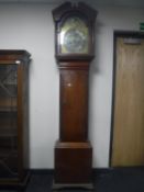A George III oak longcase clock with brass moonphase dial