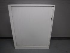 An office shutter door stationary cabinet