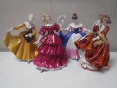 Four Royal Doulton pretty lady figures - Top o the Hill, Jennifer, Kirsty,