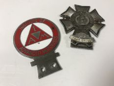 Car Memorabilia: A vintage Institute of Advanced Motorists badge and The Order of the Road 38 Year