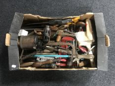 A box of vintage and later hand tools,